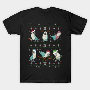 Ugly Christmas cinnamon turquoise conure pattern T-Shirt